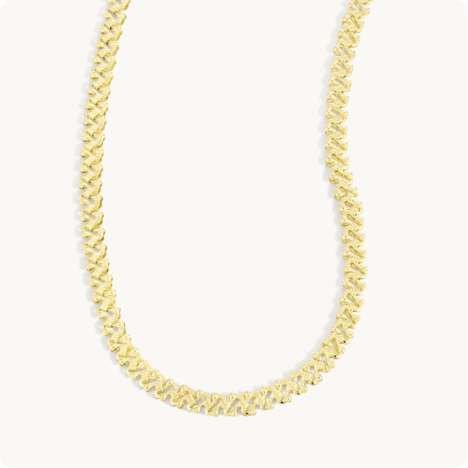 Textured 4mm Fancy Link 17" Chain in 14k Yellow Gold
