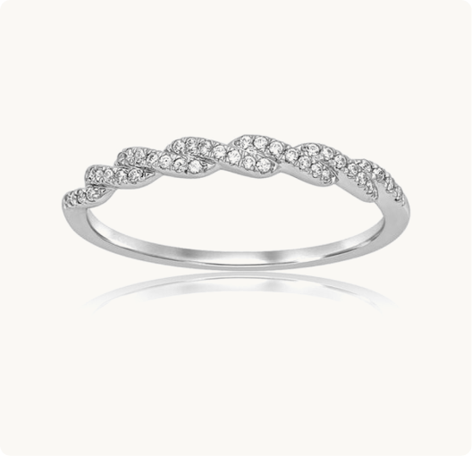 Diamond Stackable Woven Design Band in 10k White Gold