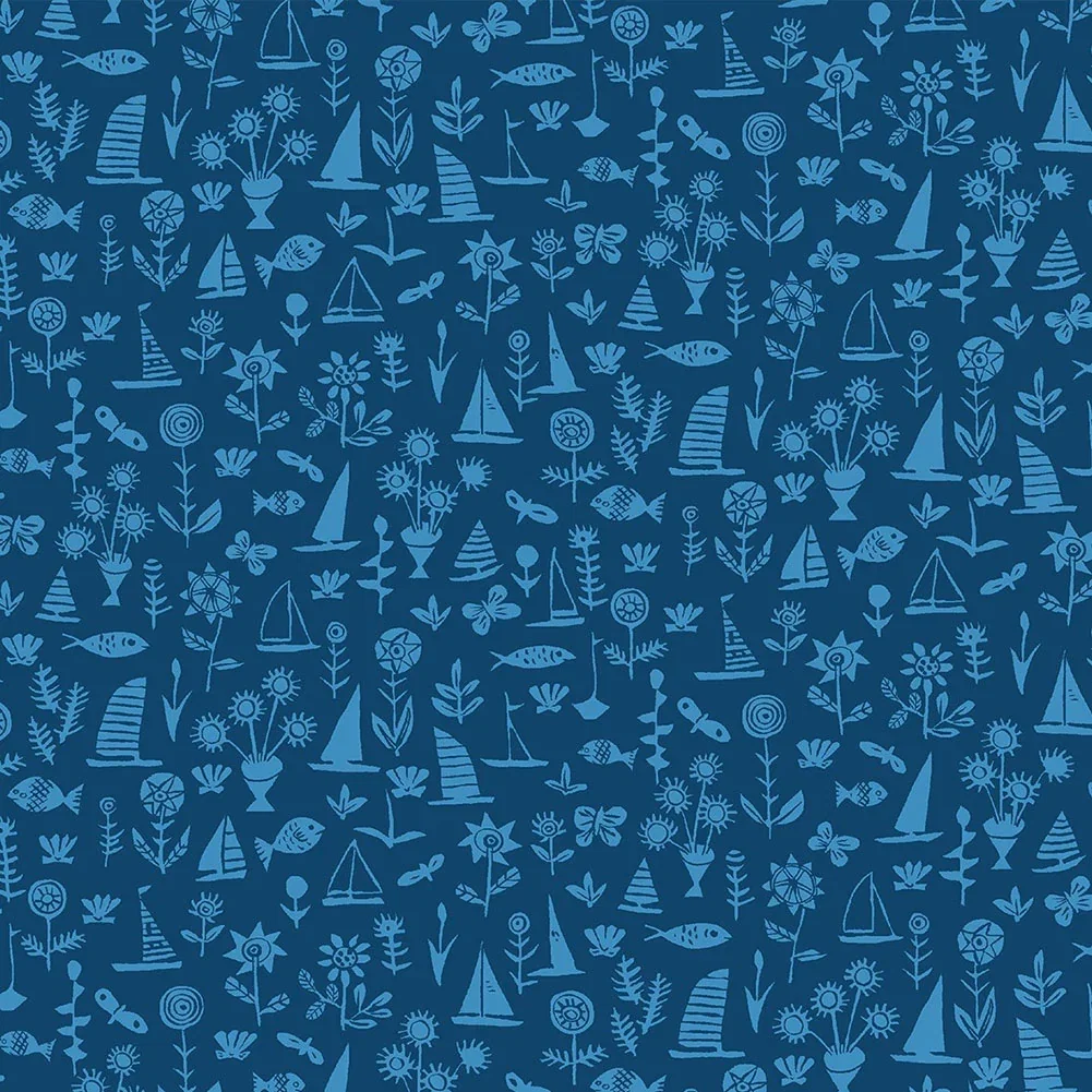 Image of Liberty Art Fabrics Blue Sealife Lasenby Quilting Cotton