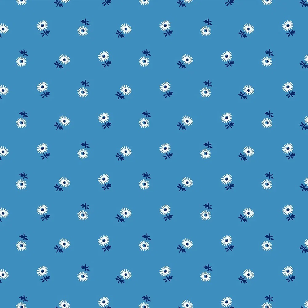 Image of Liberty Art Fabrics Blue Sunshine Daisy Lasenby Quilting Cotton