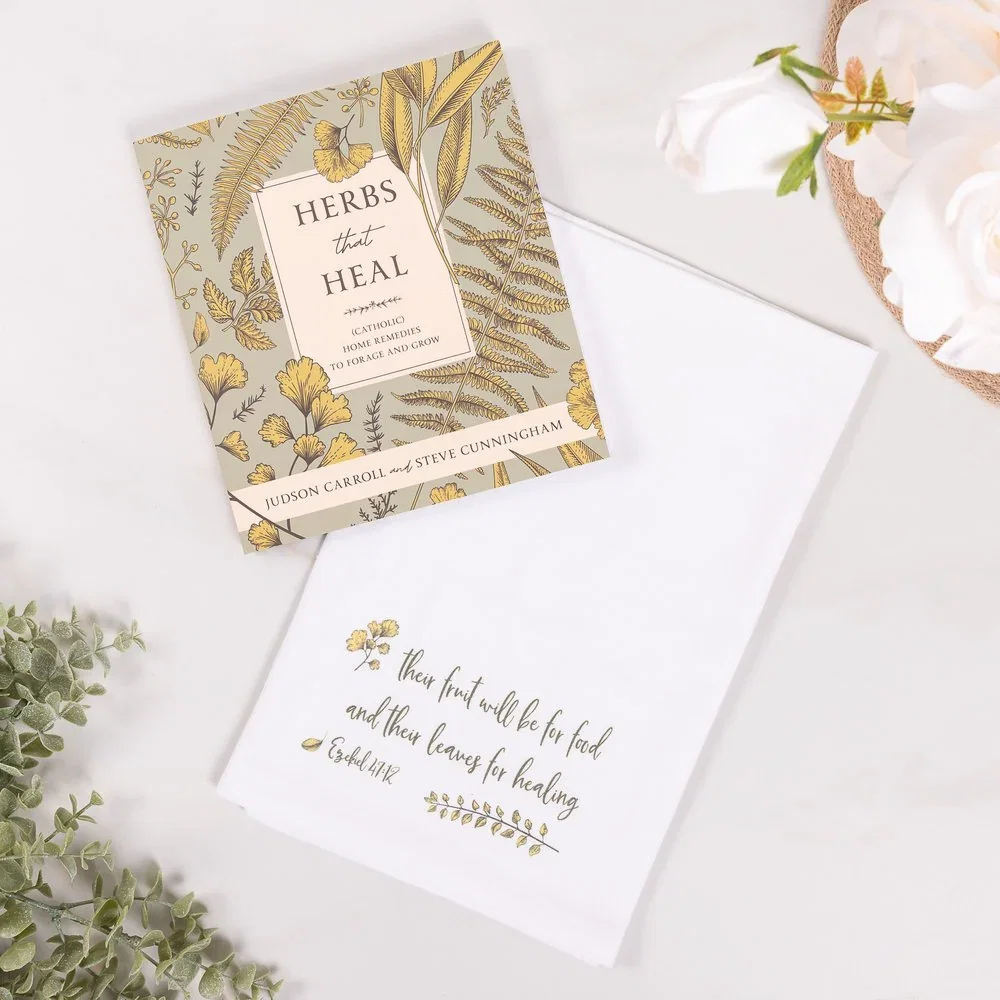 Herbs that Heal and Leaves for Healing Flour Sack Dish Towel set