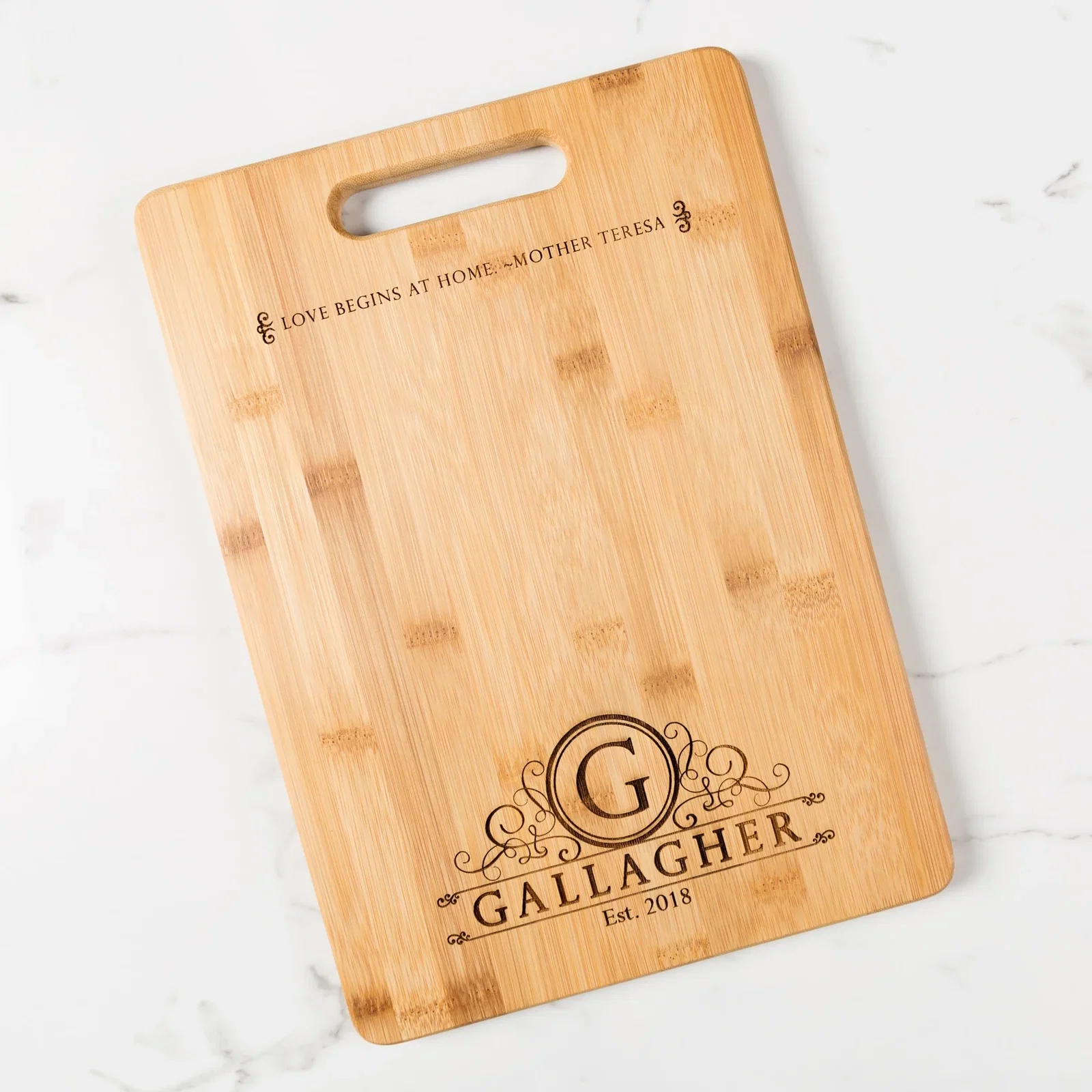 Personalized Love Begins at Home Cutting Board