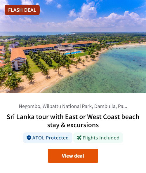 Sri Lanka tour with East or West Coast beach stay &amp; excursions