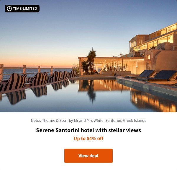Serene Santorini hotel with stellar views