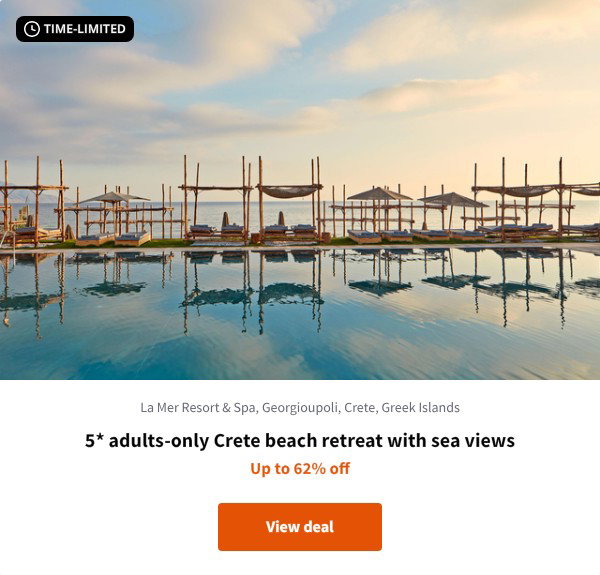 5* adults-only Crete beach retreat with sea views