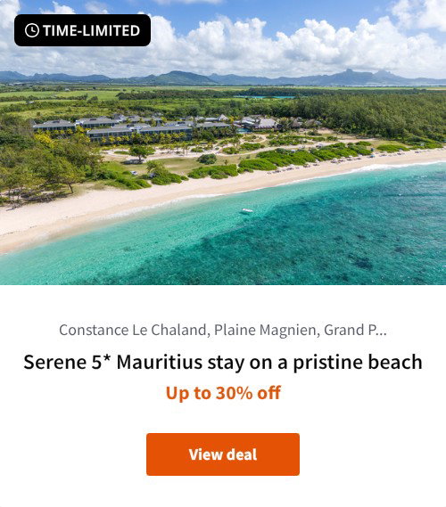 Serene 5* Mauritius stay on a pristine beach