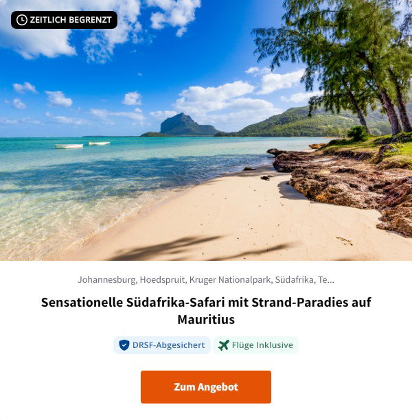 Sensationelle Südafrika-Safari mit Strand-Paradies auf Mauritius