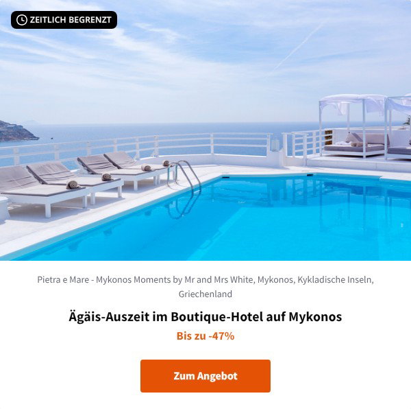 Ägäis-Auszeit im Boutique-Hotel auf Mykonos