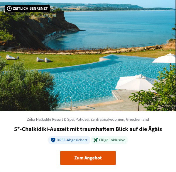 5*-Chalkidiki-Auszeit mit traumhaftem Blick auf die Ägäis