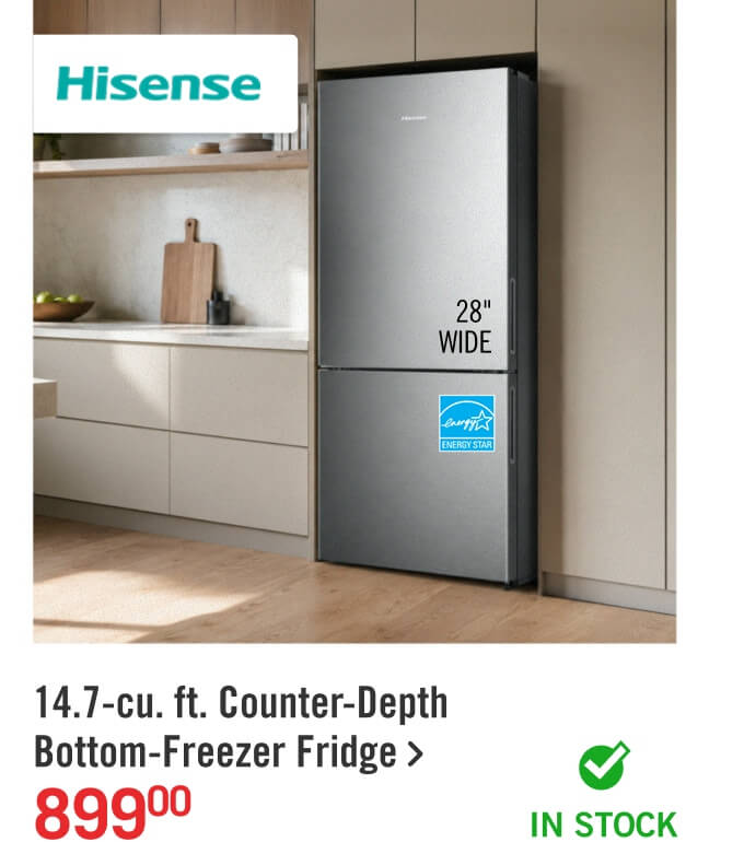14.7-cu. ft. Counter-Depth Bottom-Freezer Fridge.
