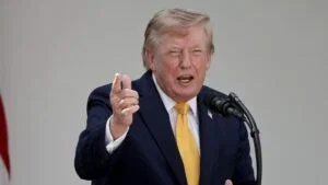 Donald Trump squints in August 2026.