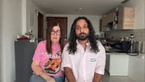 A snapshot of a video that Jenny Slatten and Sumit Singh shared online.