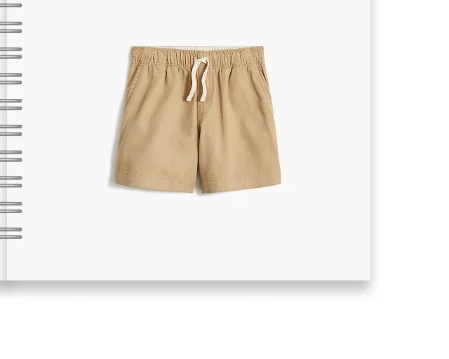 Boys' soft twill drawstring dock short in British Khaki