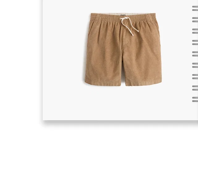 Corduroy drawstring dock short in Camel
