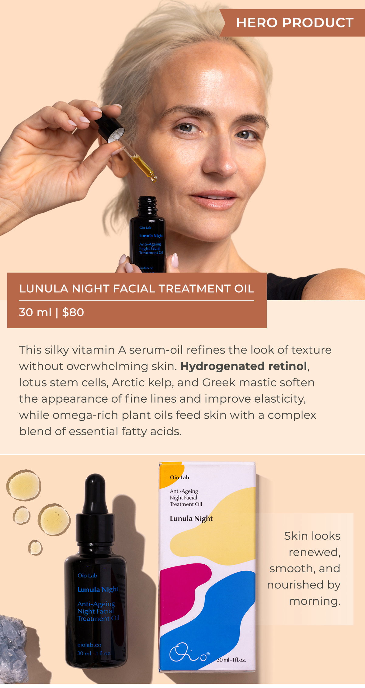 HERO PRODUCT - Lunula Night Facial Treatment Oil - 30 ml | $80