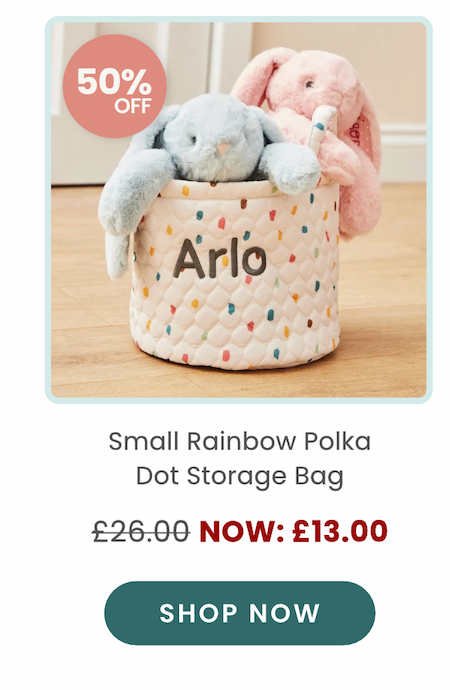 Personalised Small Rainbow Polka Dot Storage Bag