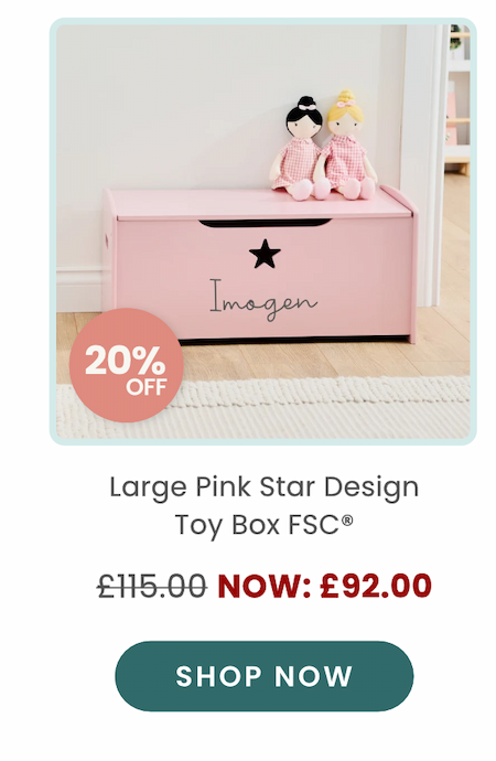 Personalised Large Pink Star Design Toy Box FSC®