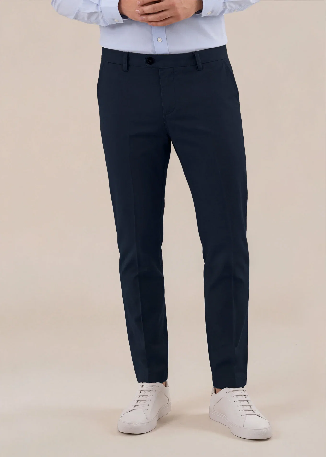 Image of Dark Navy Italian Stretch Cotton Chino Pant