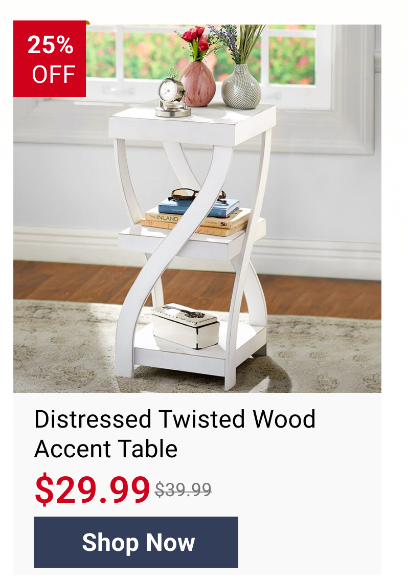 Distressed Twisted Wood Accent Table