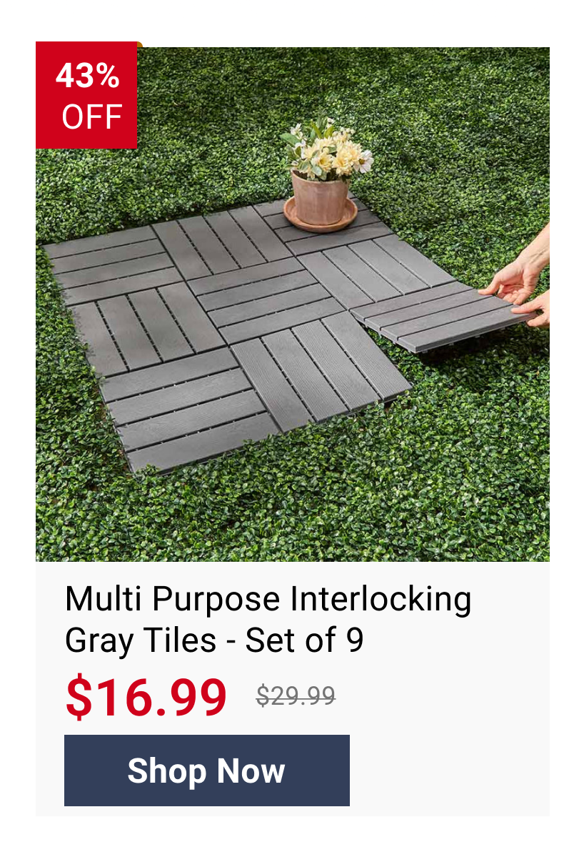 Multi Purpose Interlocking Gray Tiles - Set of 9