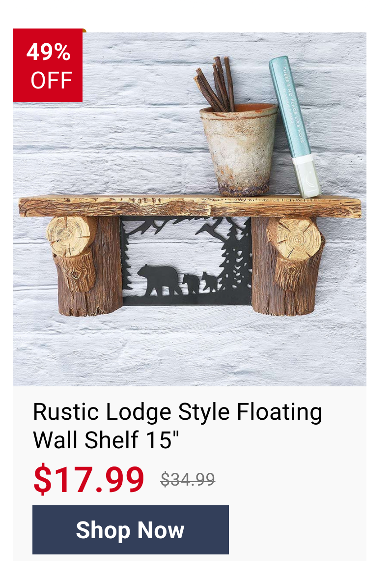 Rustic Lodge Style Floating Wall Shelf 15"