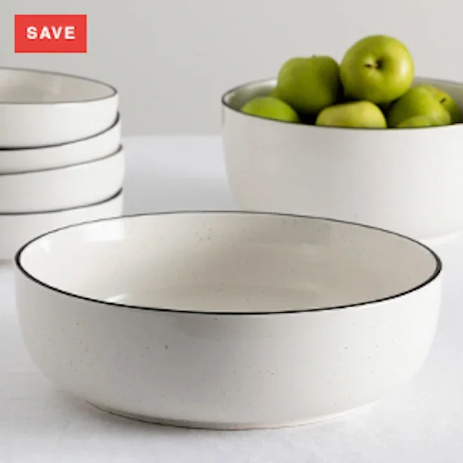 Salisbury & Co White with Black Speckle Mona Serving Bowl, 30cm