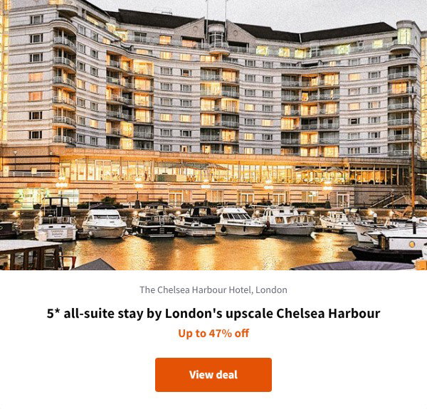 5* all-suite stay by London's upscale Chelsea Harbour