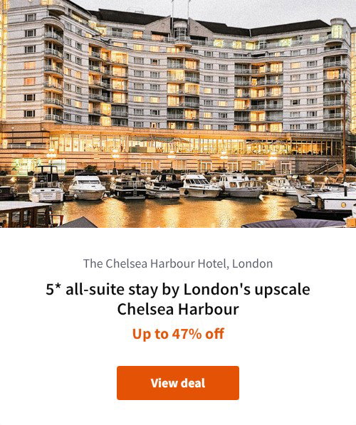 5* all-suite stay by London's upscale Chelsea Harbour