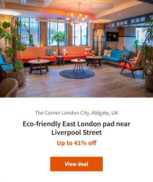 Eco-friendly East London pad near Liverpool Street