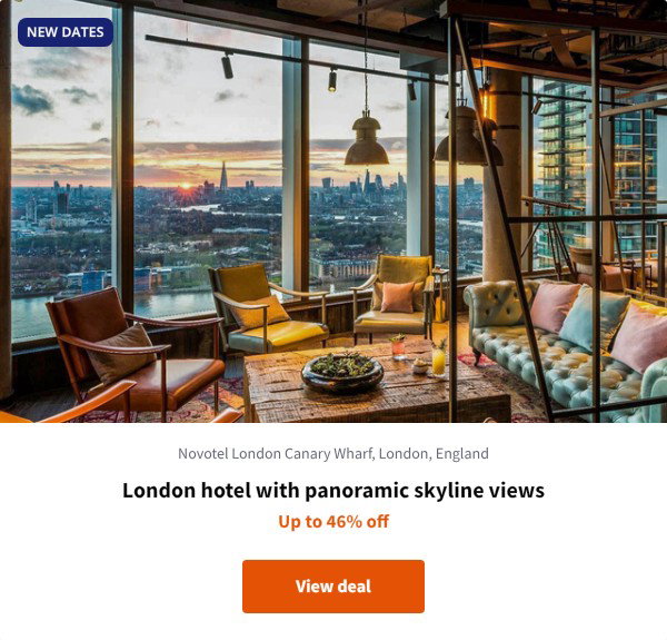 London hotel with panoramic skyline views