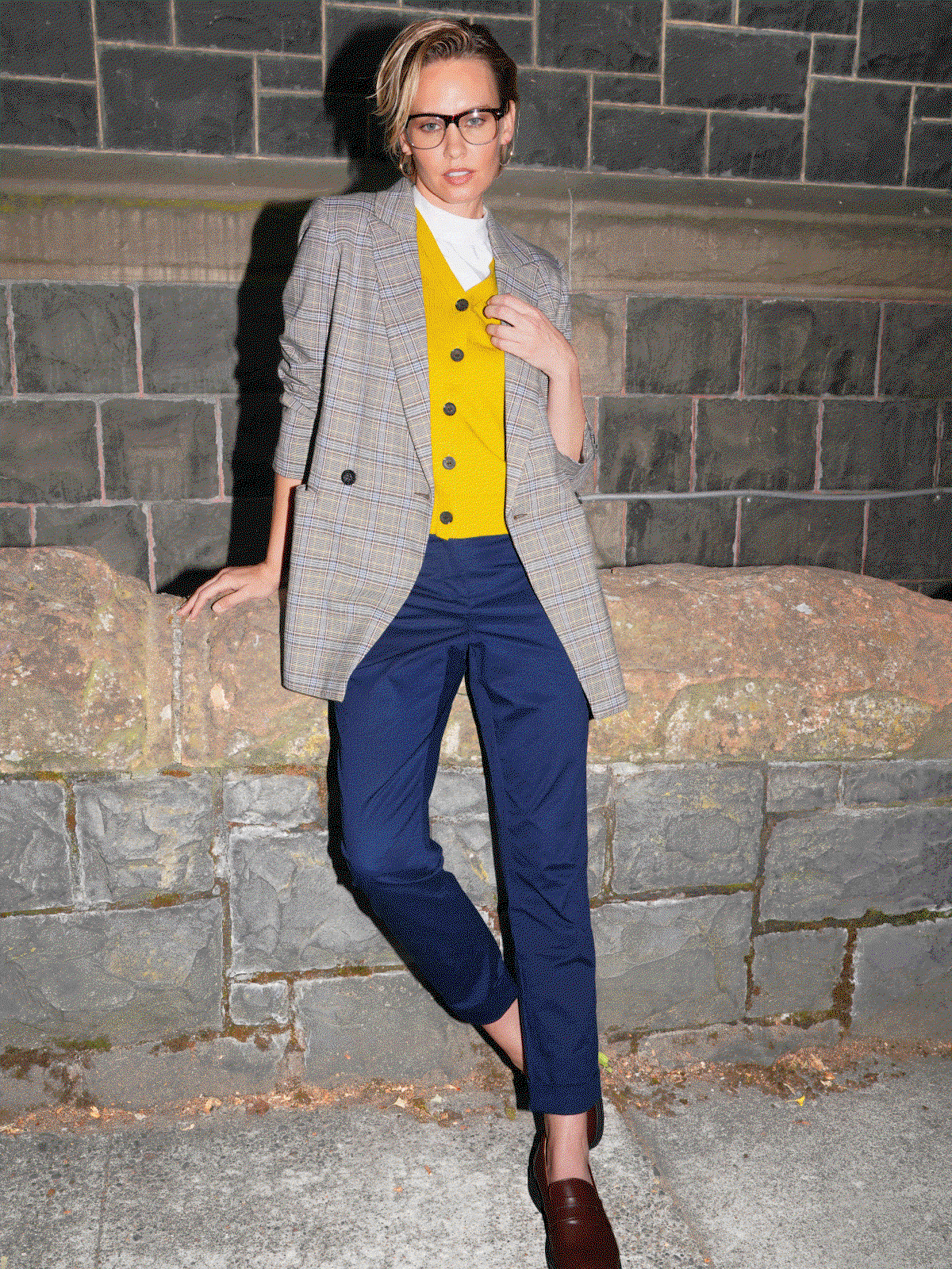 The Empower Plaid Double Breasted Blazer