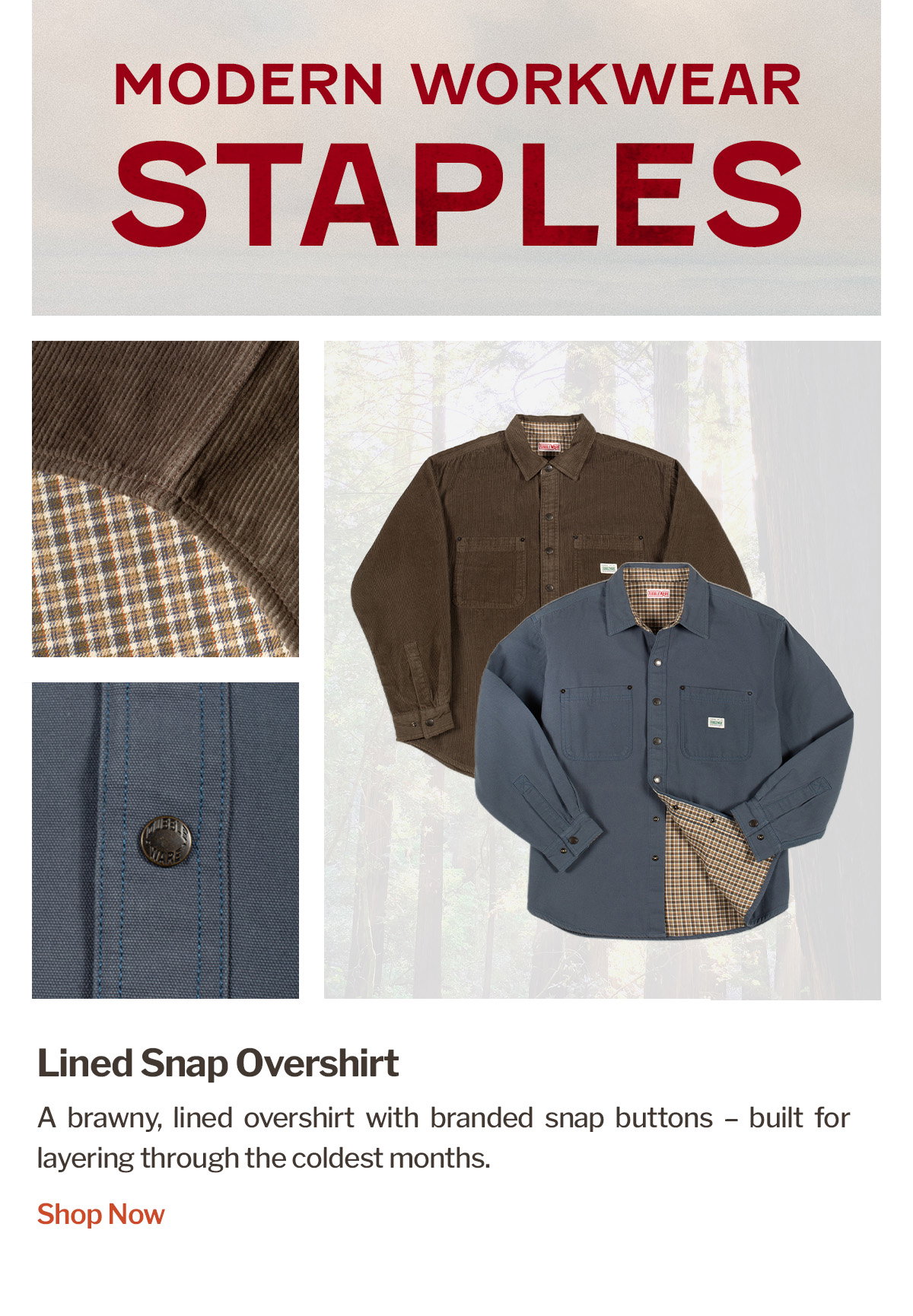 Dubbleware | Lined Snap Overshirt | Lined Overshirt | WildBounds