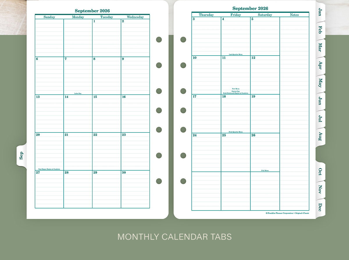 Monthly Calendar tabs.