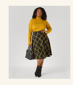 Plaid Ponte A Line Skirt