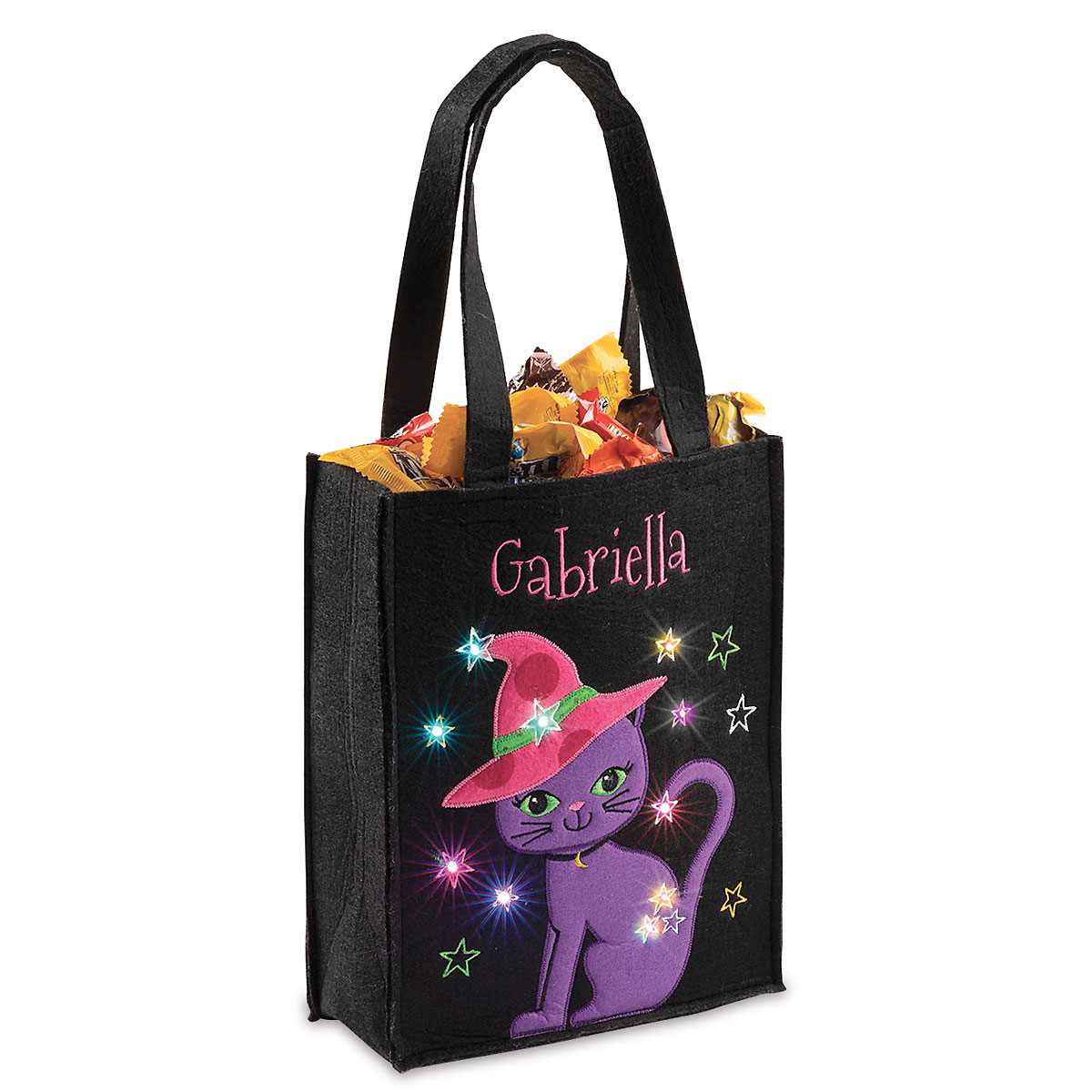Image of Cat Halloween Light-up Personalized Tote Bag