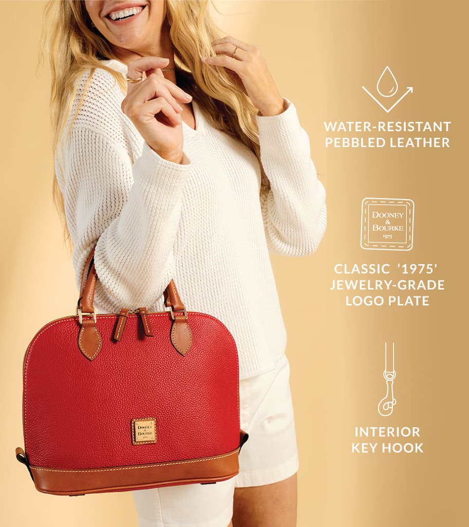 Pebble Grain Leather Zip Zip Satchel