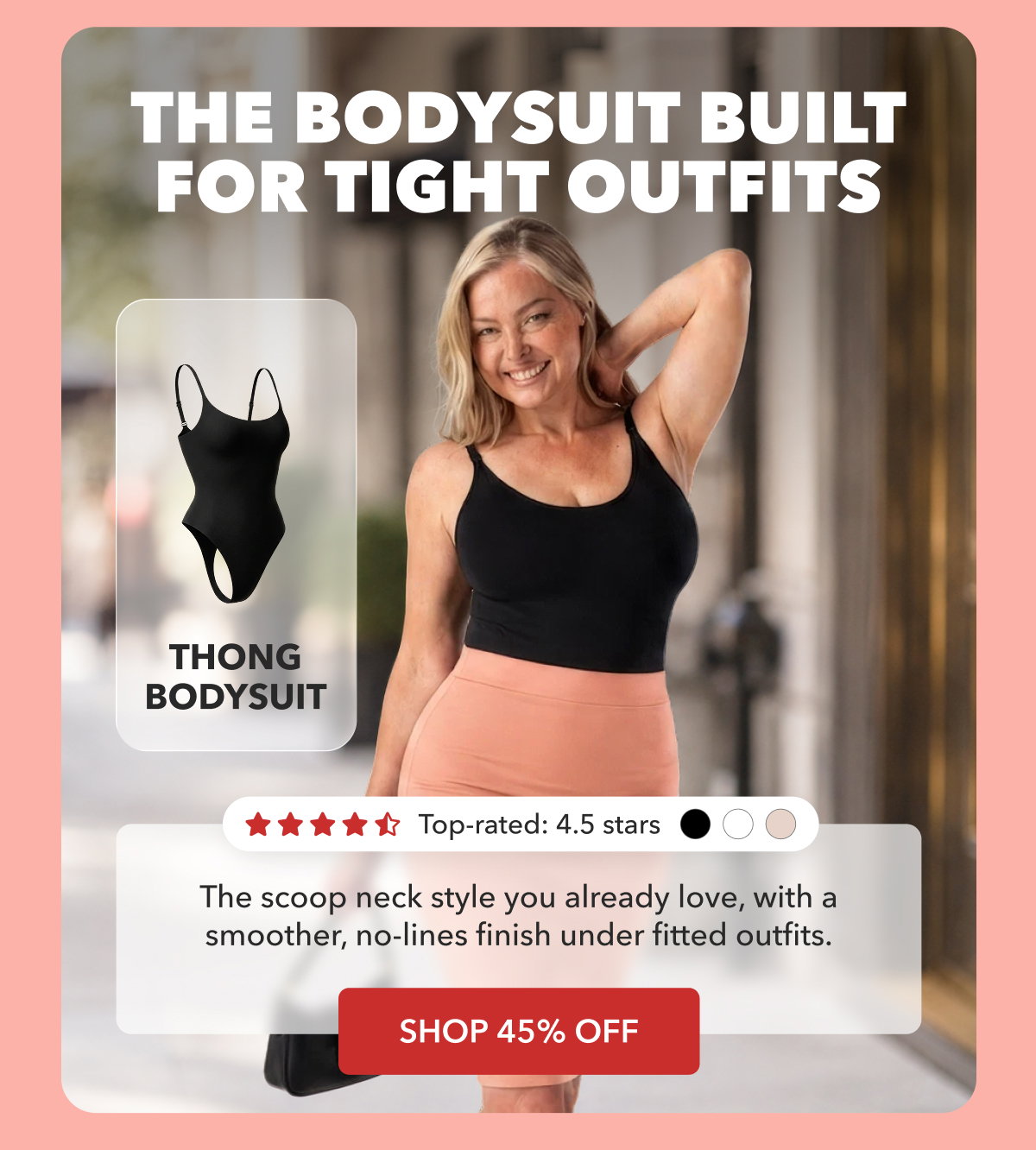 Shapermint Essentials All Day Every Day Scoop Neck Thong Bodysuit