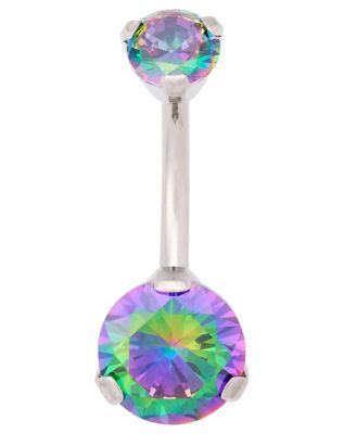 CZ ASTM F-136 Titanium Vitrail Belly Ring - 14 Gauge