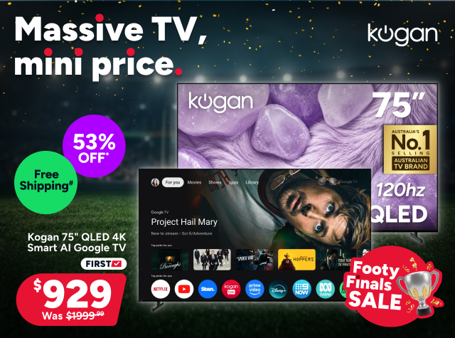 Kogan 75" QLED 4K Smart AI Google TV