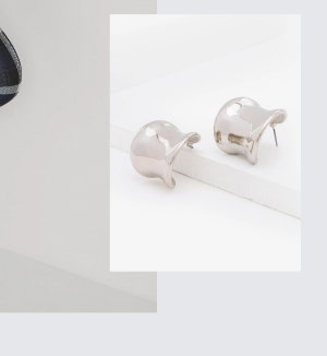 Sculpted Silver Tone Hoop Earrings