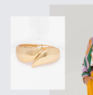 Gold Tone Hinged Cuff