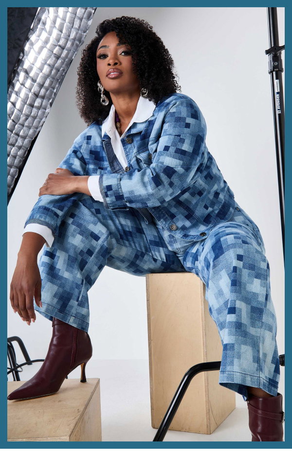 Pixel Print Denim Trucker Jacket
