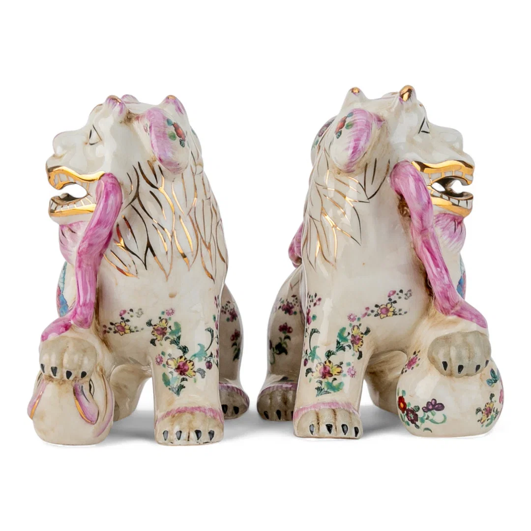 Lucky Foo Dogs – Pink Tobacco Leaf (Set of 2)
