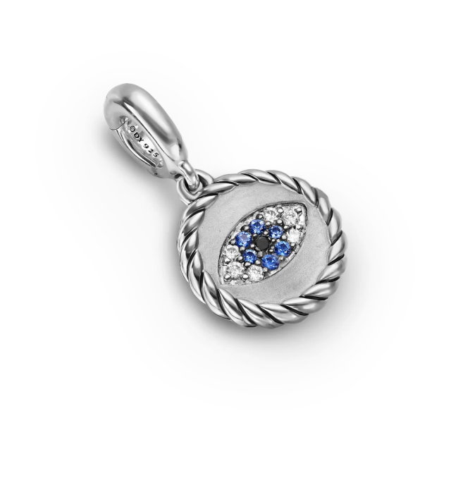 PDP_Evil Eye AmuletSterling Silver with Pavé Blue Sapphires and Diamonds, 12.6mm