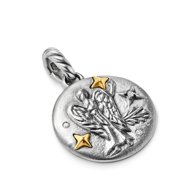 PDP_Virgo AmuletSterling Silver with 18K Yellow Gold and Diamonds, 19mm