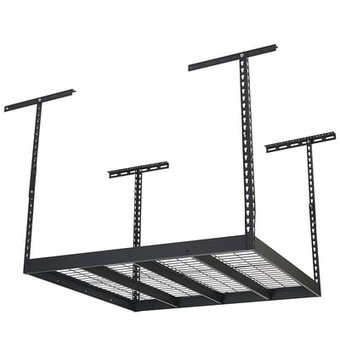 Klutch Garage Overhead Storage Rack, 48in.L x 48in.D, Adjustable 23in.–37in.H, 350-Lb. Capacity