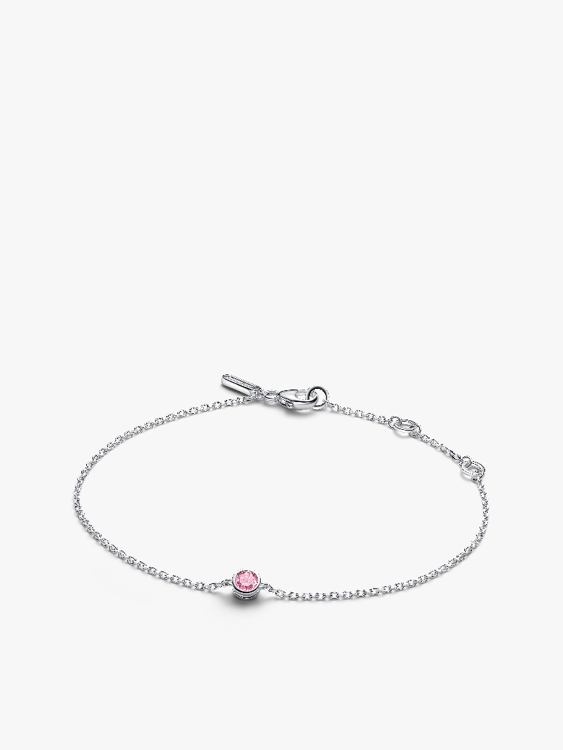 Pandora Era Bezel Sterling Silver Pink Lab-grown Diamond Chain Bracelet