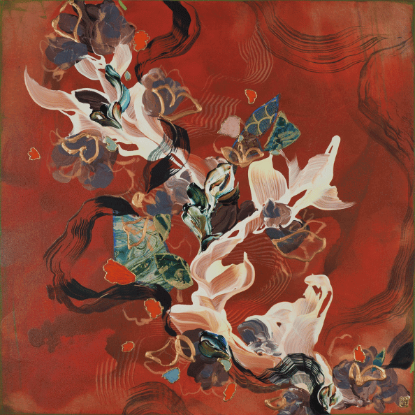 Abstract florals red