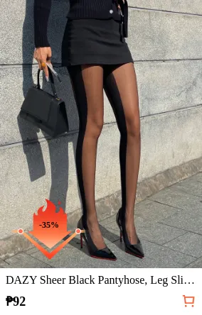 DAZY Sheer Black Pantyhose Leg...