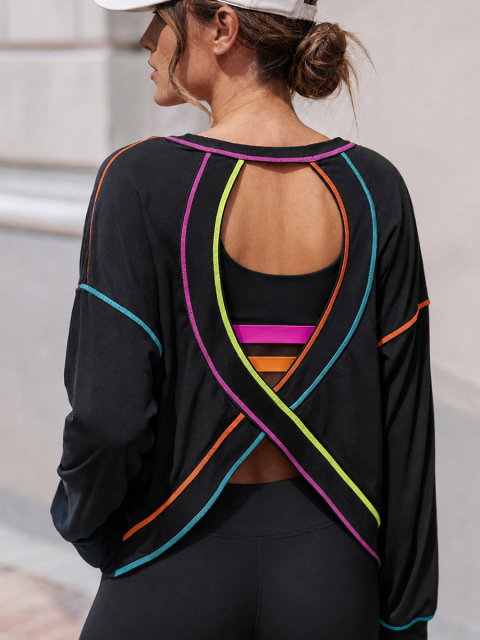 ColorSoft™ Cross-Back Long Sleeve Layering Top